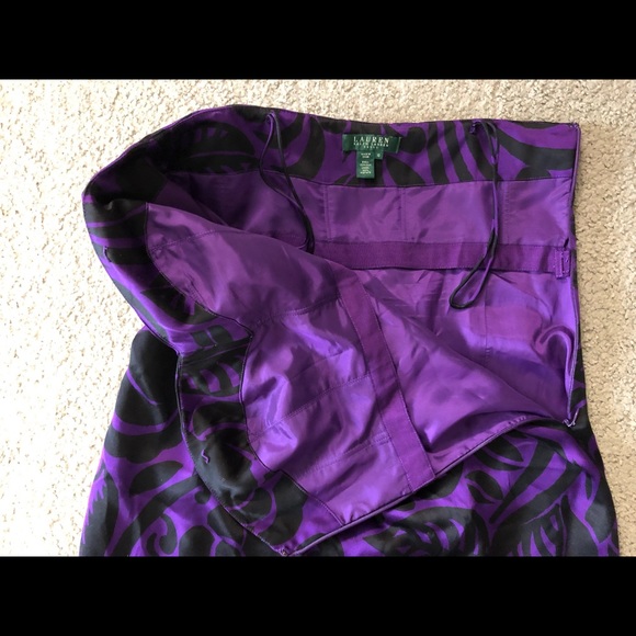 Lauren Ralph Lauren 100% Silk Dress 10 Strapless - Picture 9 of 13